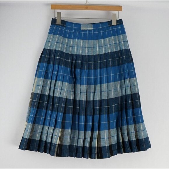 Highland Queen Reversible Wool Pleated Plaid Skirt Kilt - S - Vintage - Picture 1 of 9